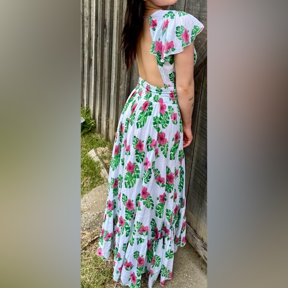 Tiare Hawaii new moon gorgeous open back, spring Easter high low floor dress